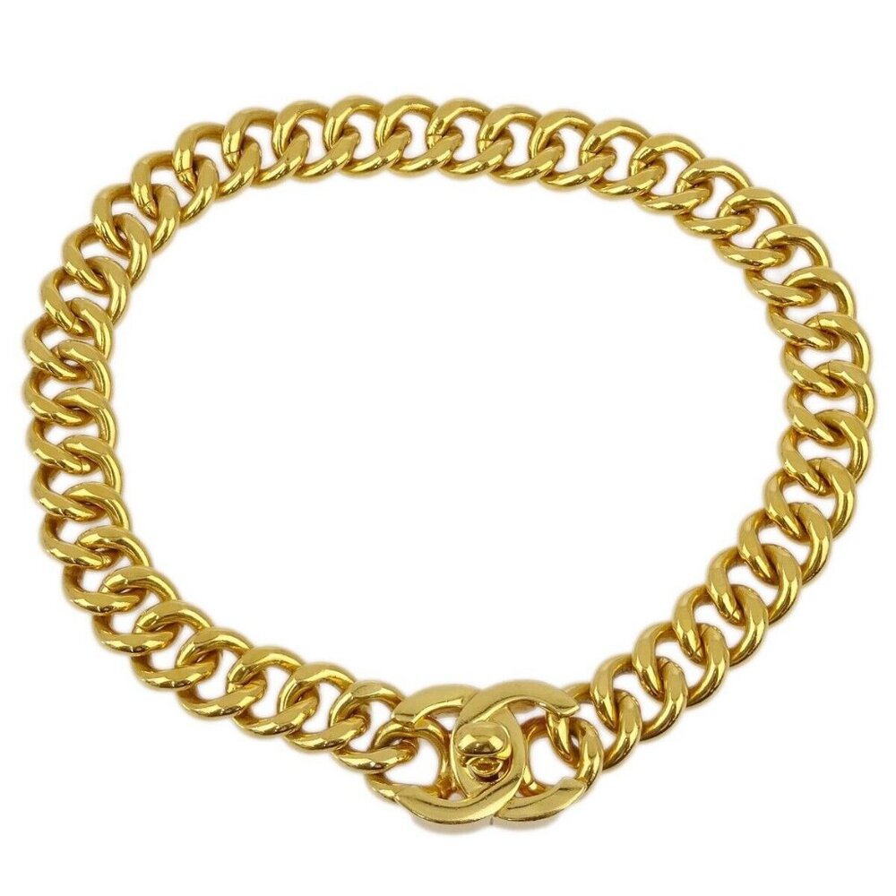 Chanel Turnlock Gold Chain Necklace 95A 161443